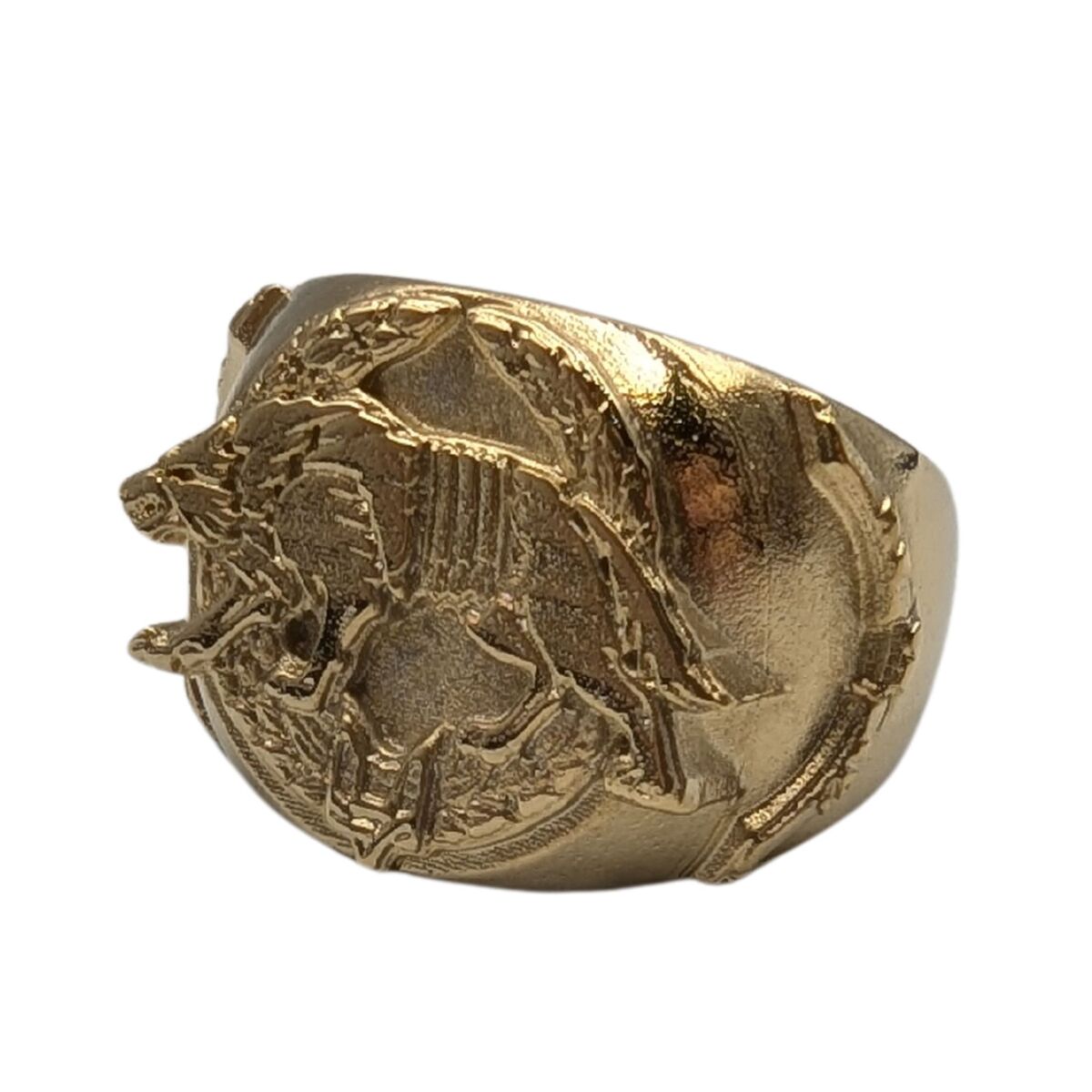 Ukrainian army wolf signet ring 6 US Gold Plated bronze