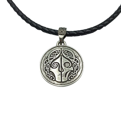 Hel goddess silver pendant Braided necklace  