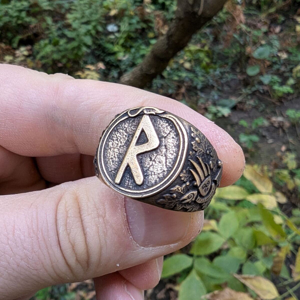 Raido rune signet ring