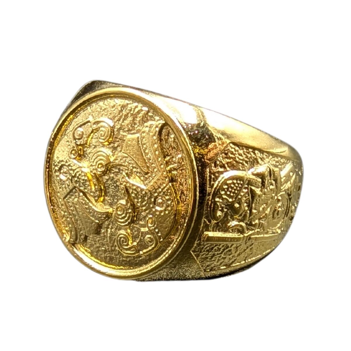 Norse ravens ring 6 US Gold Plated bronze