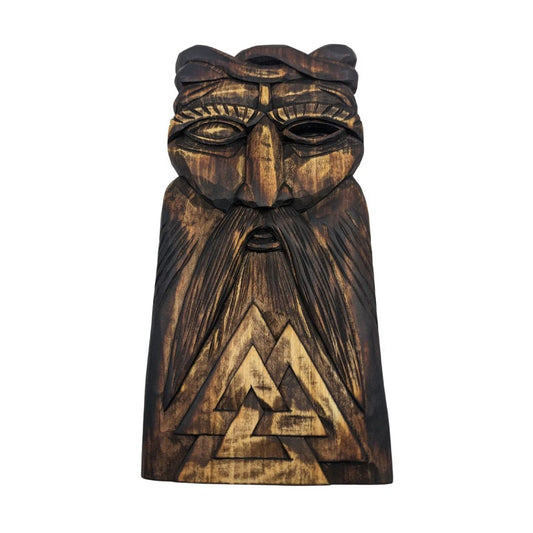 Odin wood carving wall panel