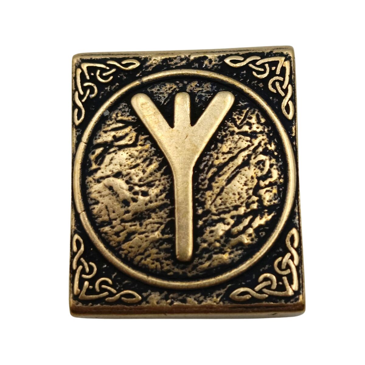 Algiz rune molle clip Bronze with patina
