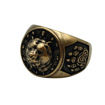 Viking bear bronze ring Bronze with patina 6 US 