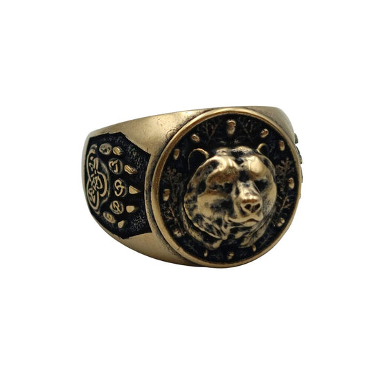 Viking bear bronze ring   