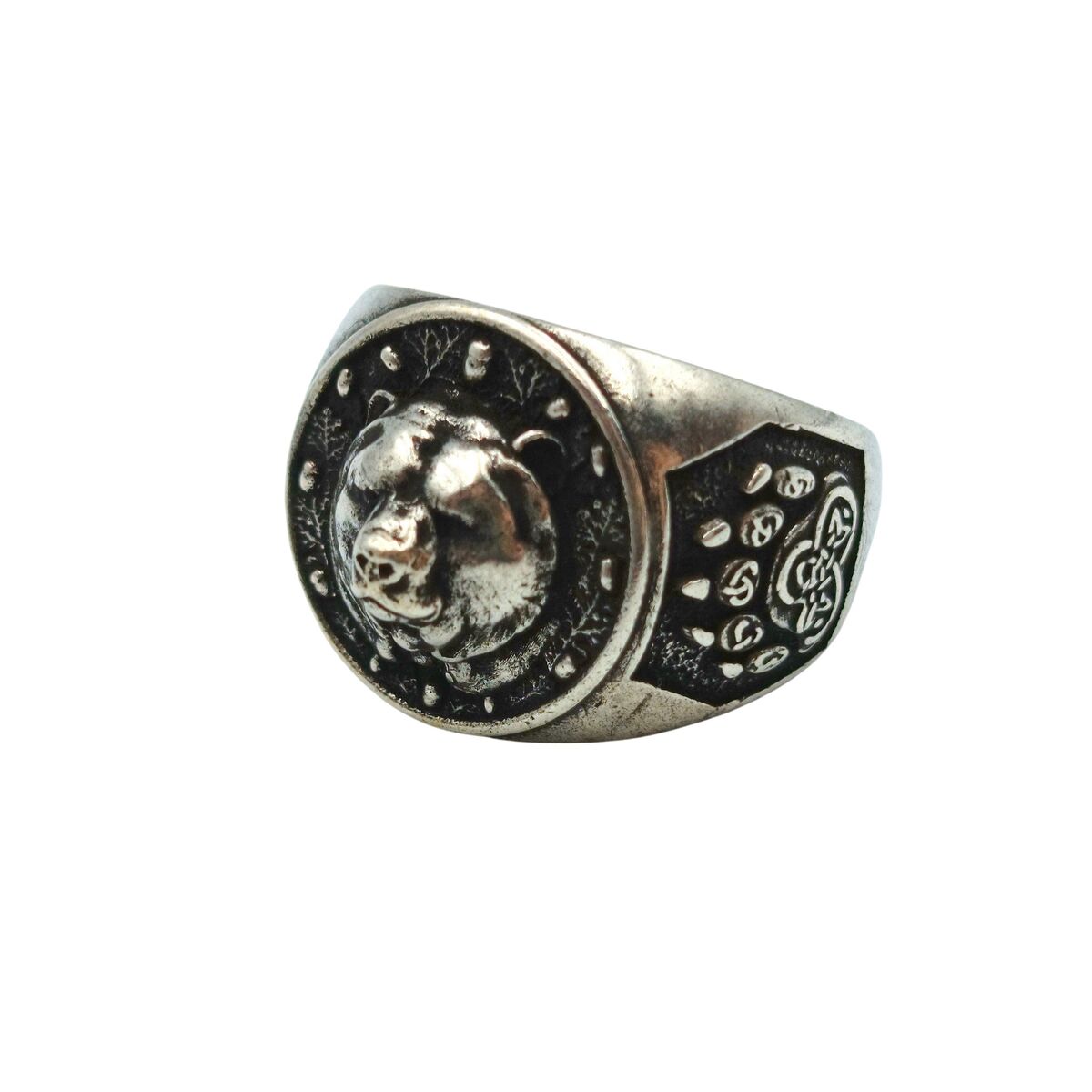 Viking bear ring Silver plating 6 US