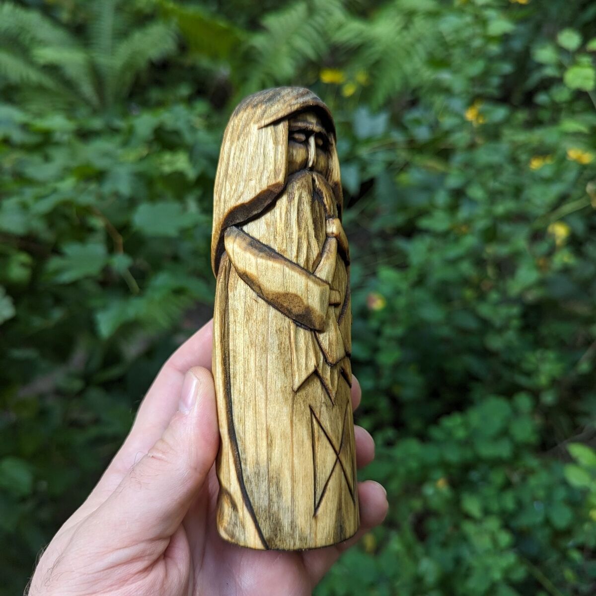Bragi God wooden figurine