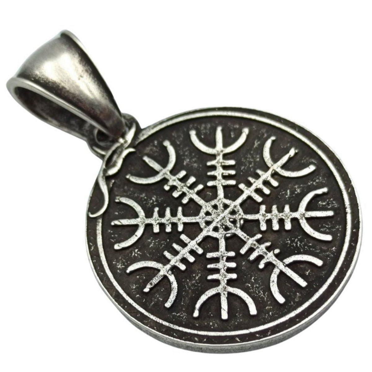 Aegishjalmur pendant with serpent Silver plating