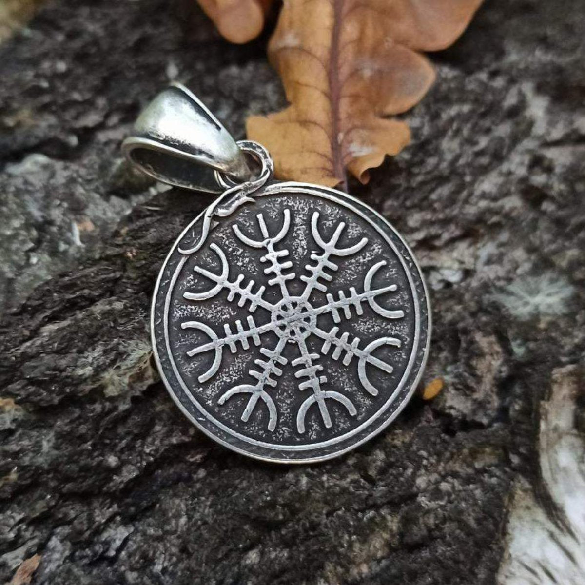 Aegishjalmur pendant with serpent