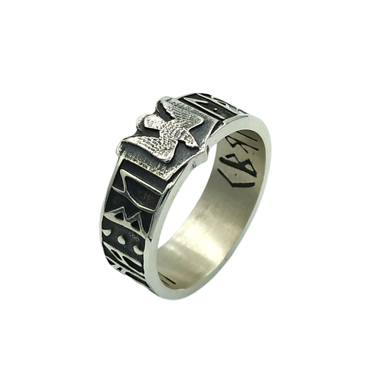 Slavic ethnic mens ring “іду на Ви” 6 US Silver 925