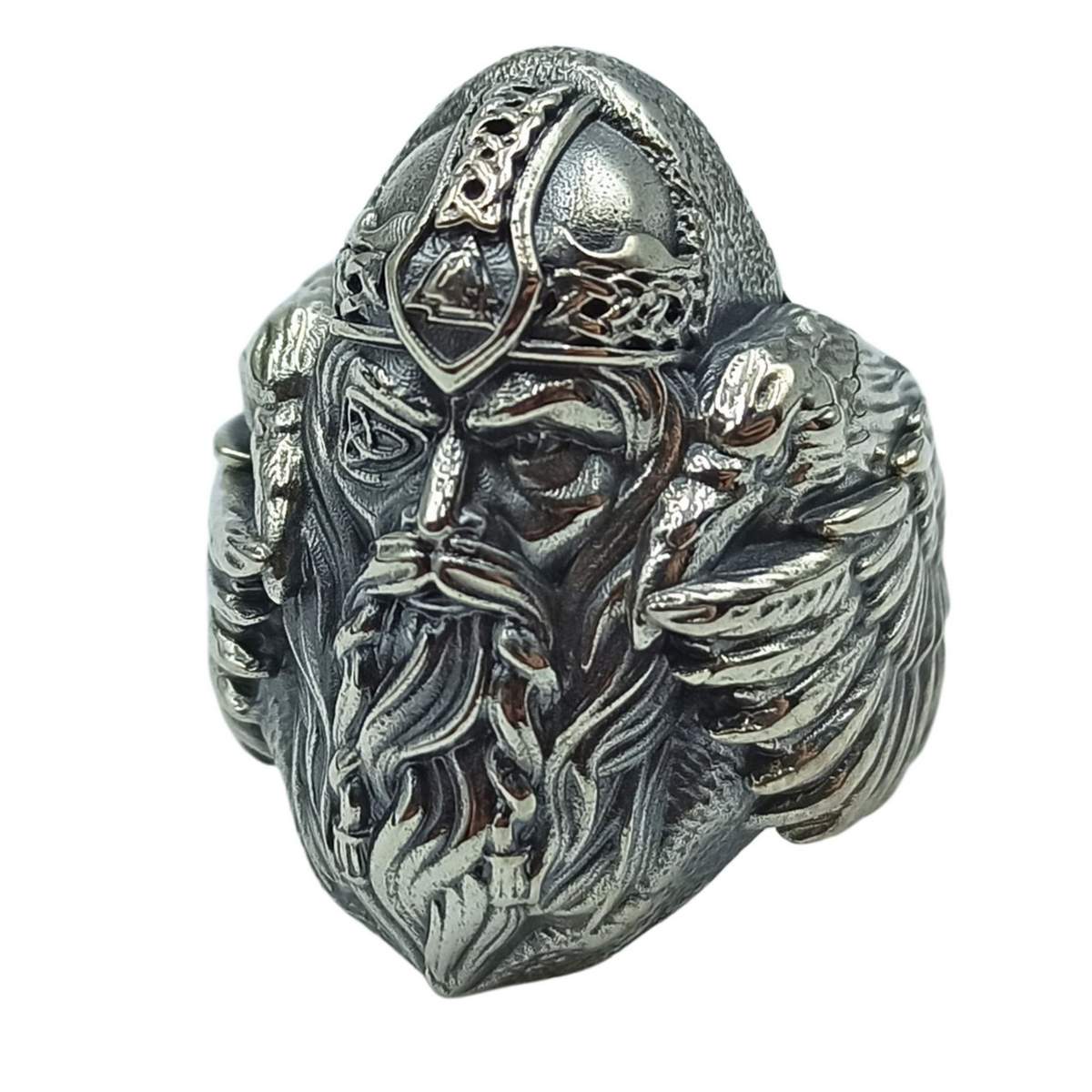 Odin with ravens signet ring 7 US Silver 925