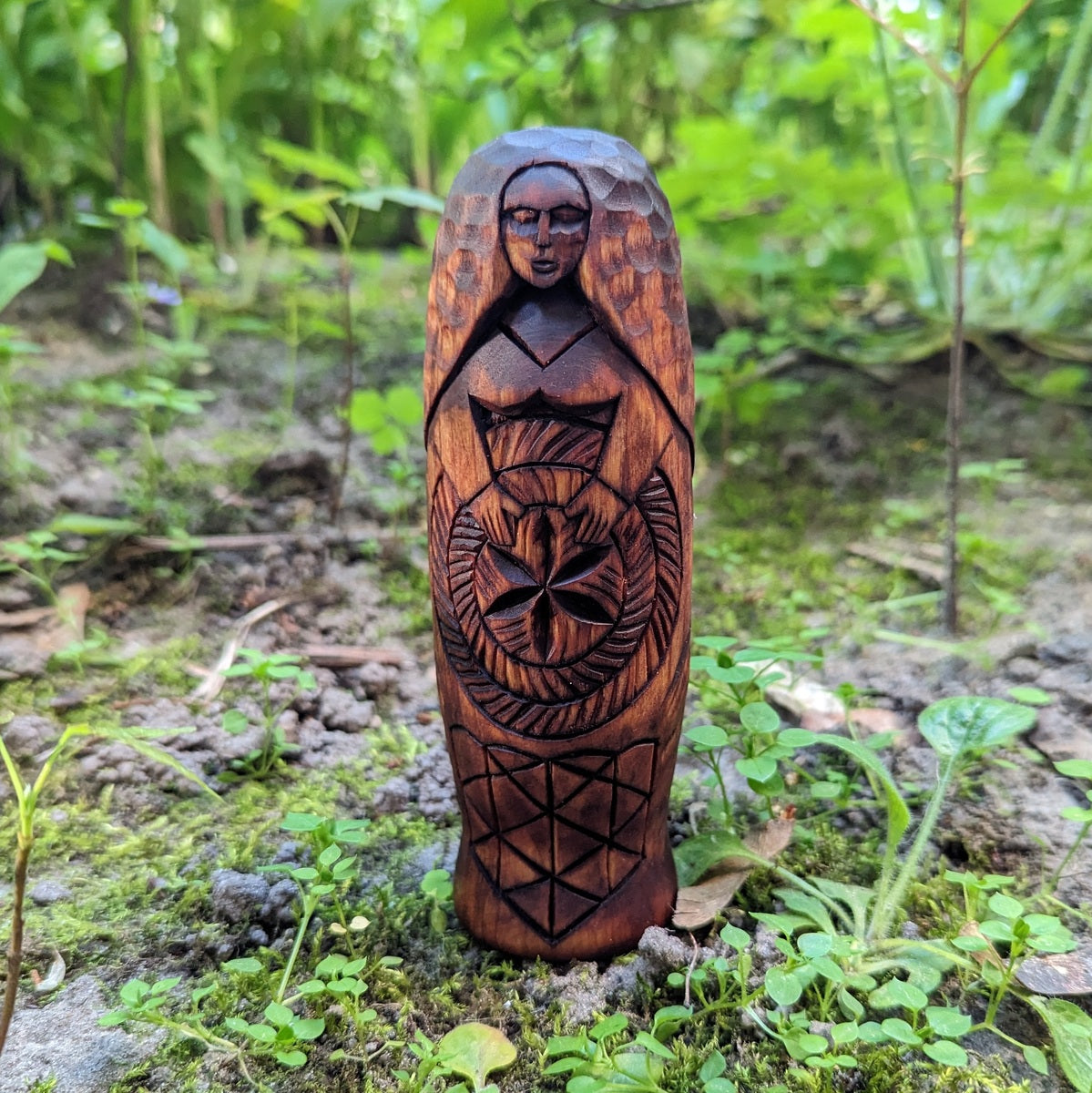 Zemyna Goddess wooden figurine