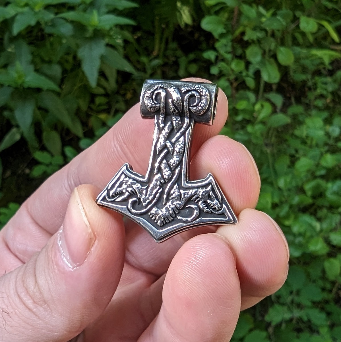 World Serpent Mjolnir pendant