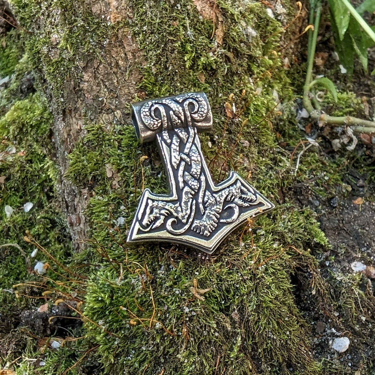 World Serpent Mjolnir pendant