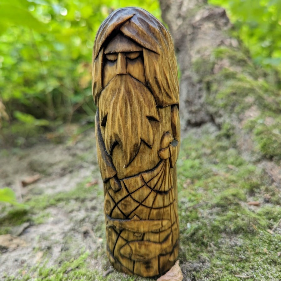 Njord God wooden figurine