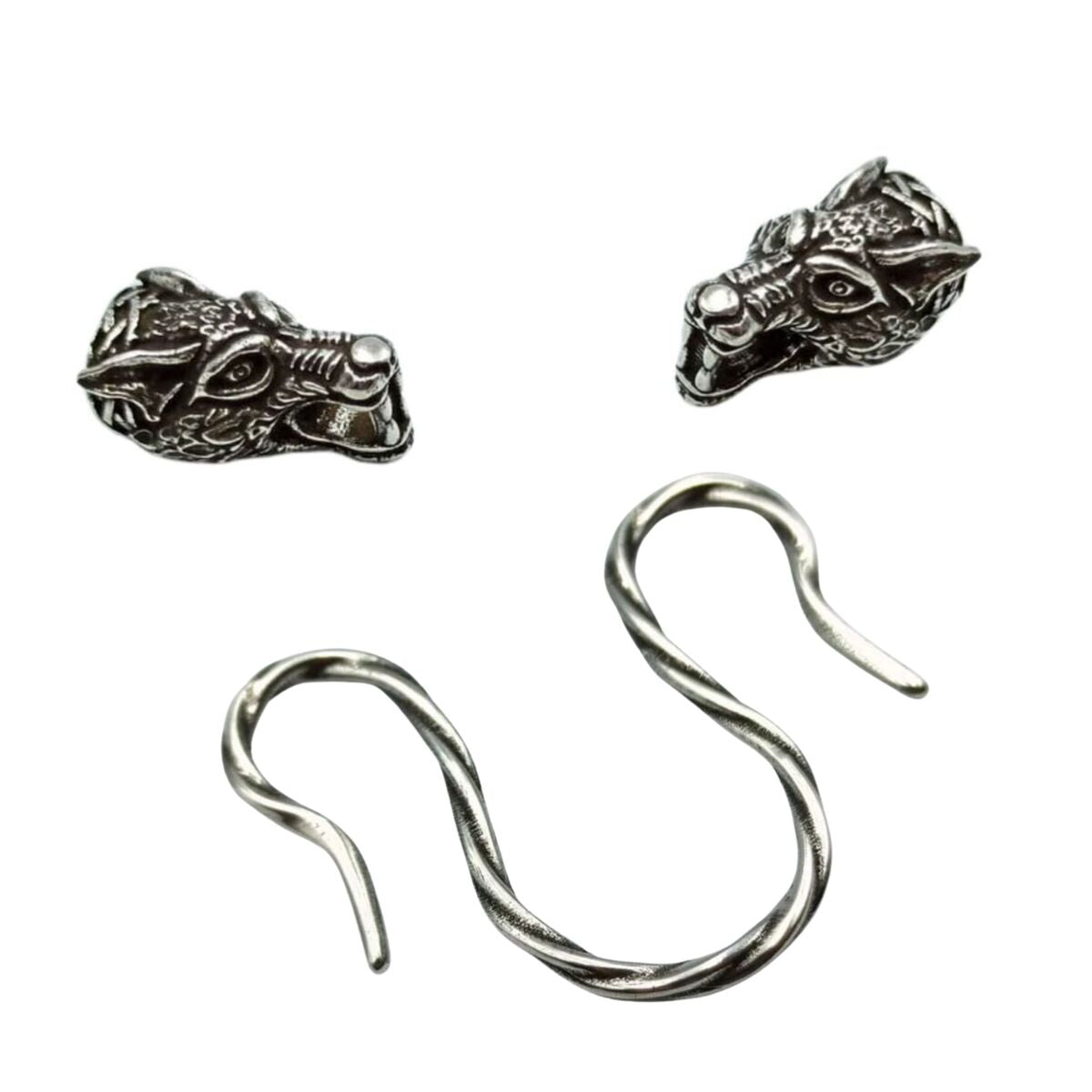Viking wolf necklace clasp Omega type Silver 925