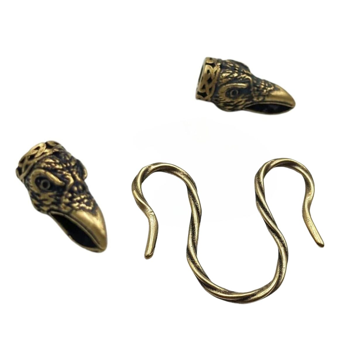 Viking raven necklace clasp Omega type Bronze