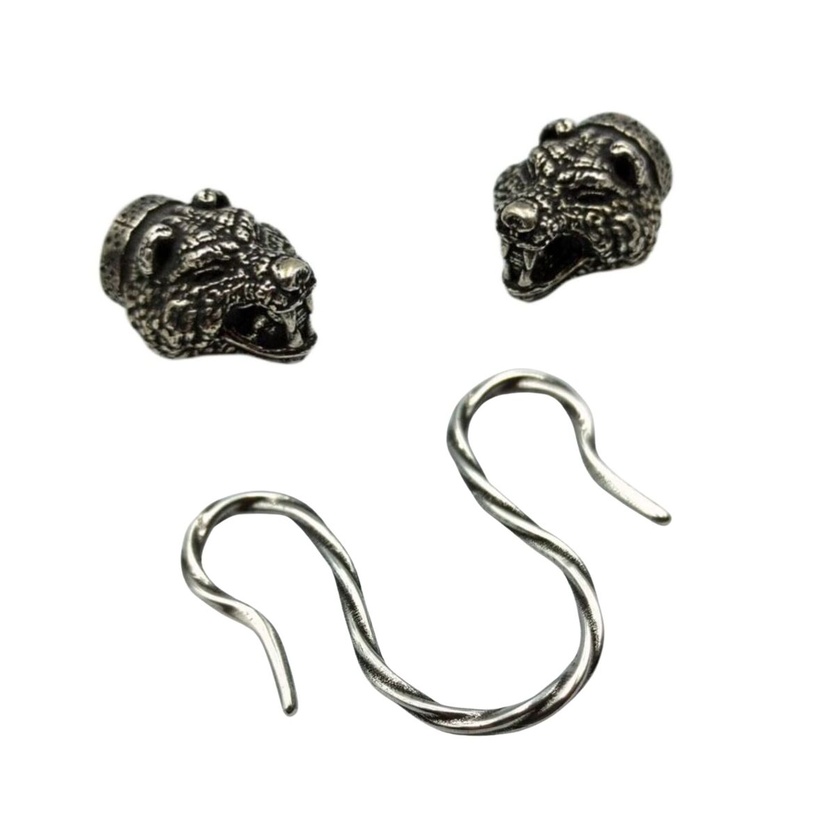 Viking bear head necklace clasp Omega type Silver 925