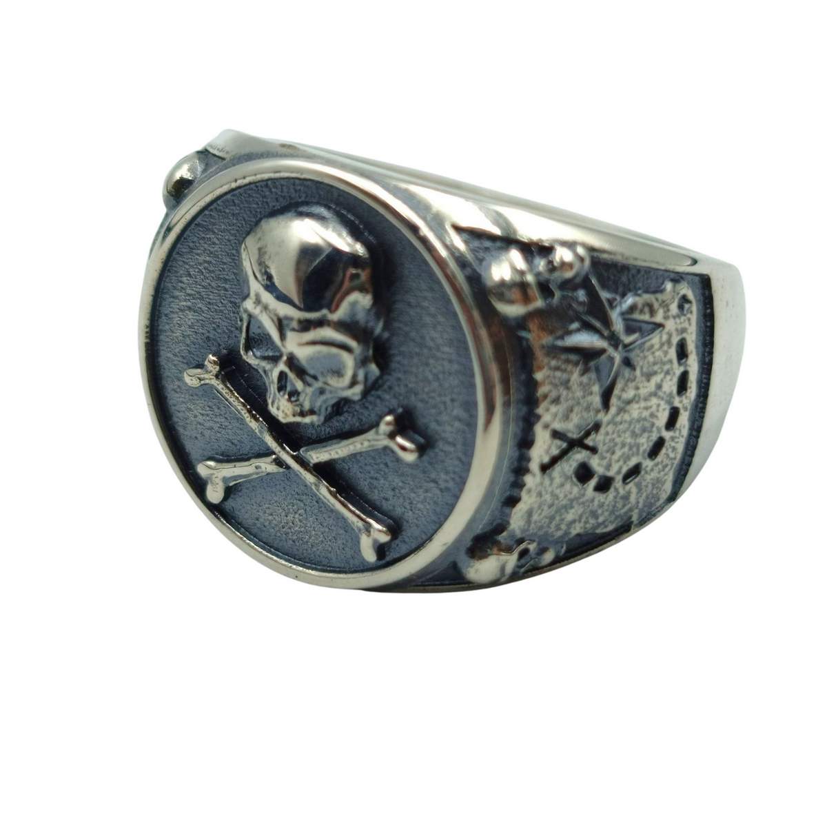 Pirate skull signet ring 6 US Silver 925