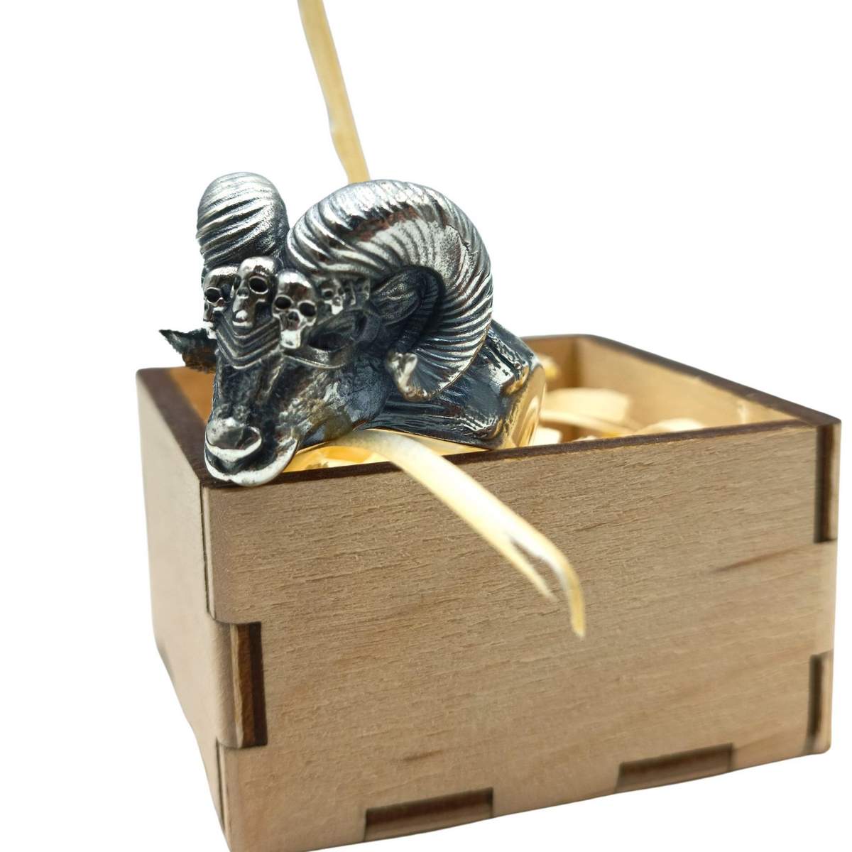 Viking ram ring 7 US Silver 925