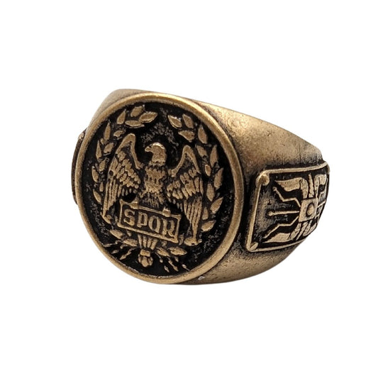 Roman eagle Aquila SPQR bronze ring 6 US Bronze with patina 