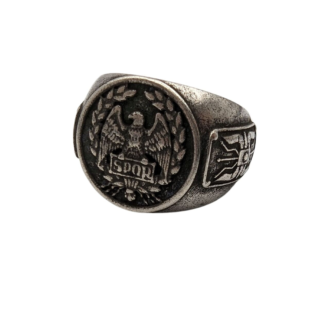 Roman eagle Aquila SPQR ring 6 US Silver plating