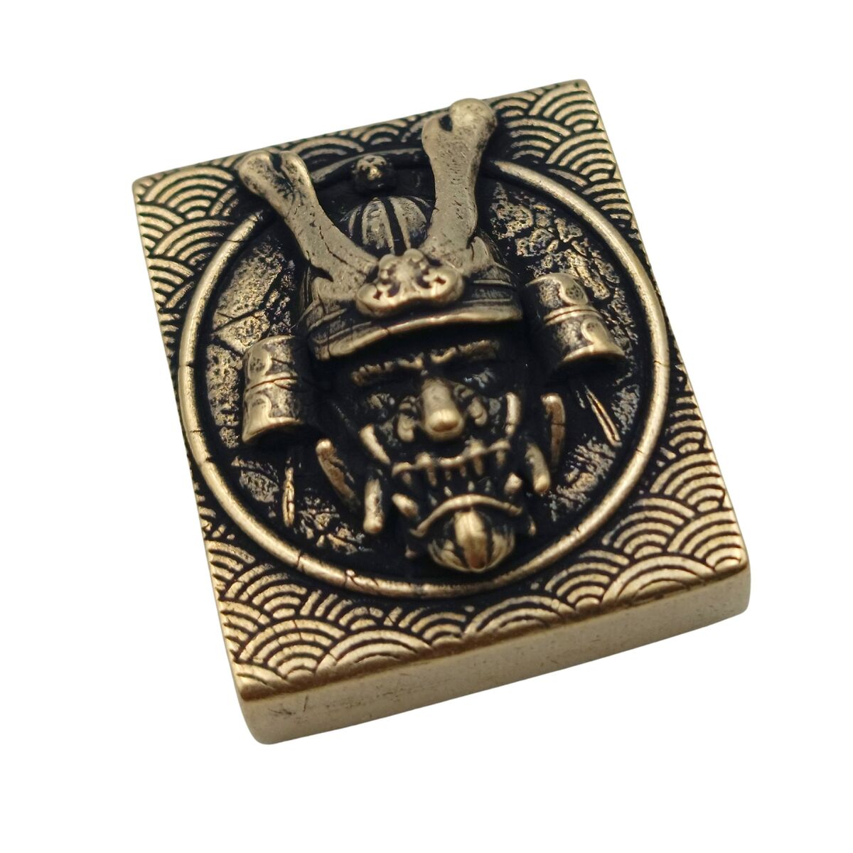 Samurai kabuto mask Molle clip Bronze with patina