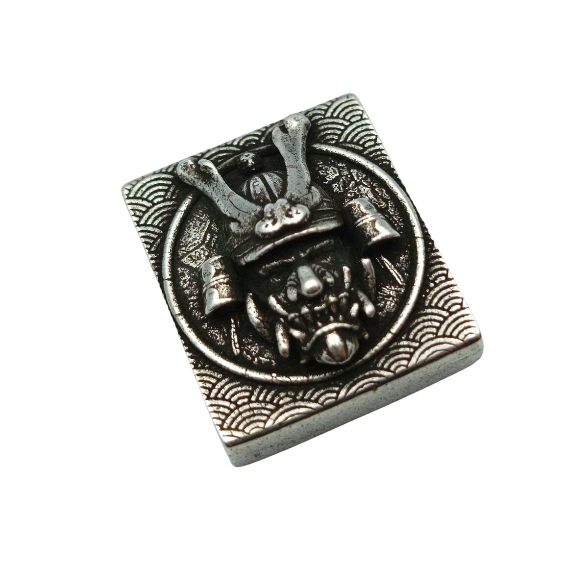 Samurai kabuto mask Molle clip Silver plated bronze