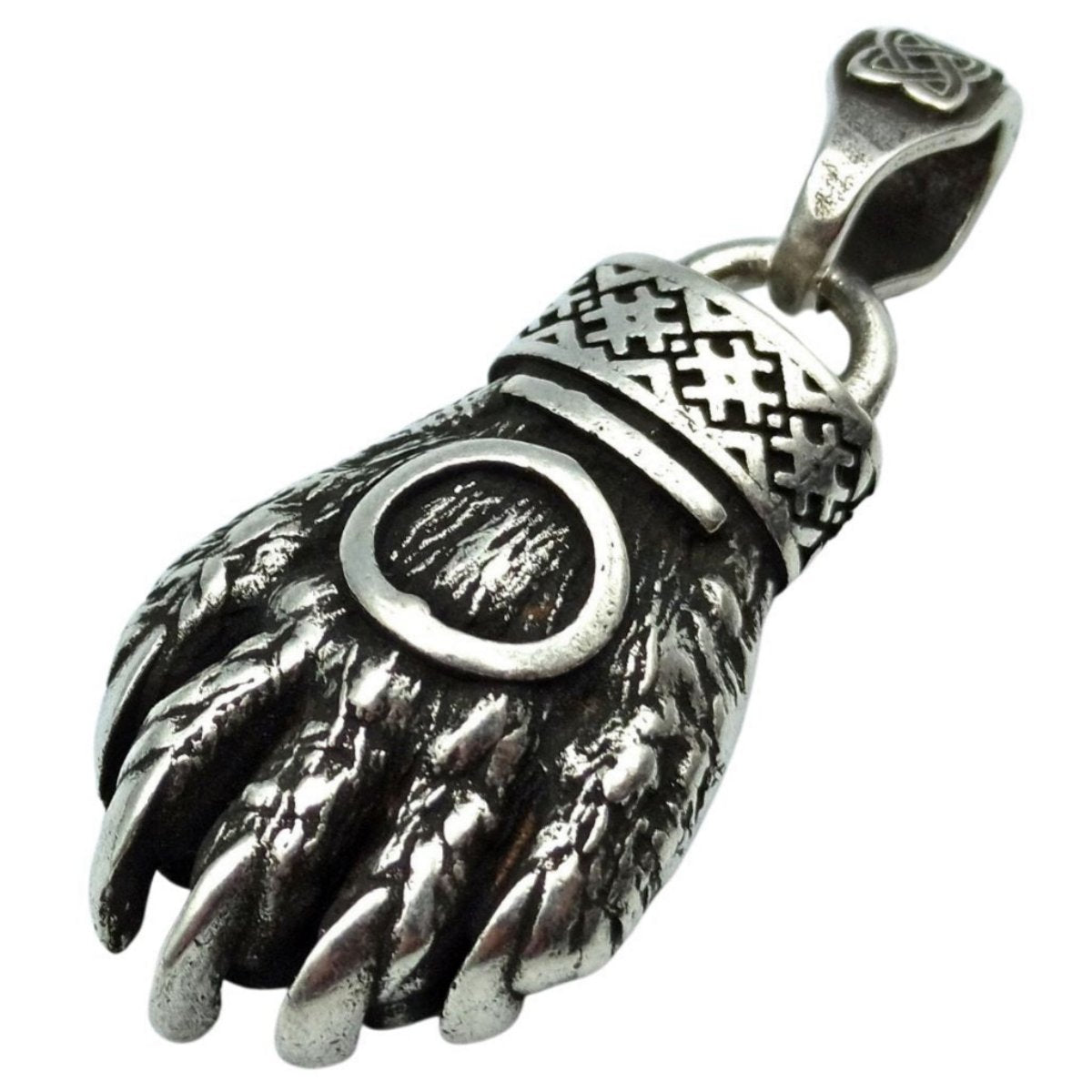 Bear paw pendant Slavic jewelry Silver plating