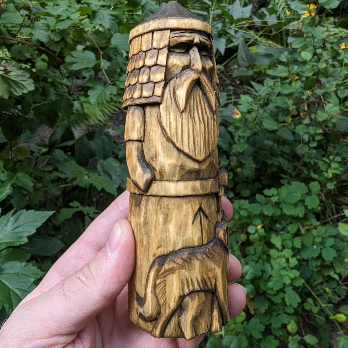 Tyr God wood carved figurine