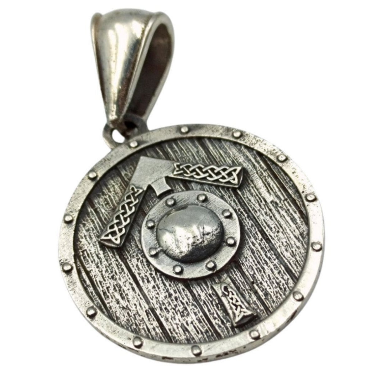 Tyr rune on Viking shield pendant Silver 925