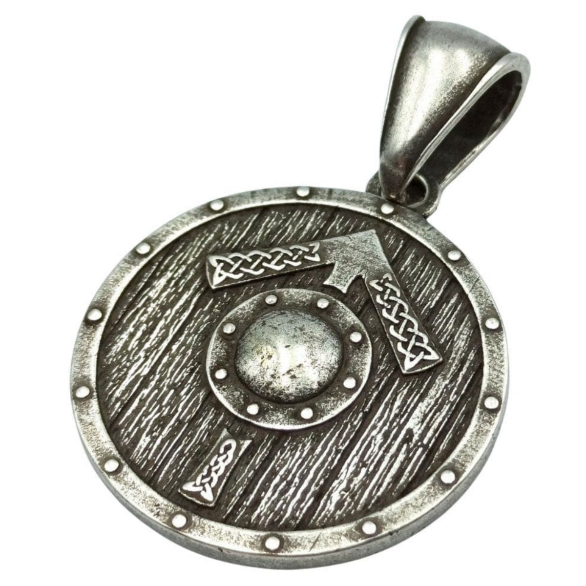 Tyr rune on Viking shield pendant Silver plating
