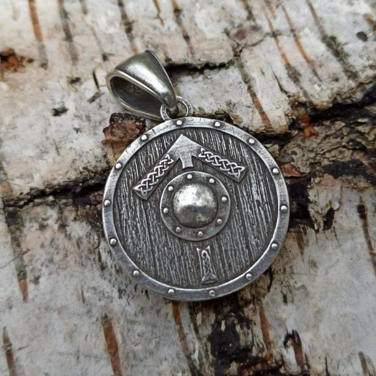 Tyr rune on Viking shield pendant