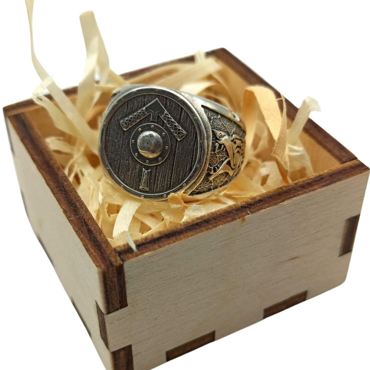 Tiwaz rune shield ring