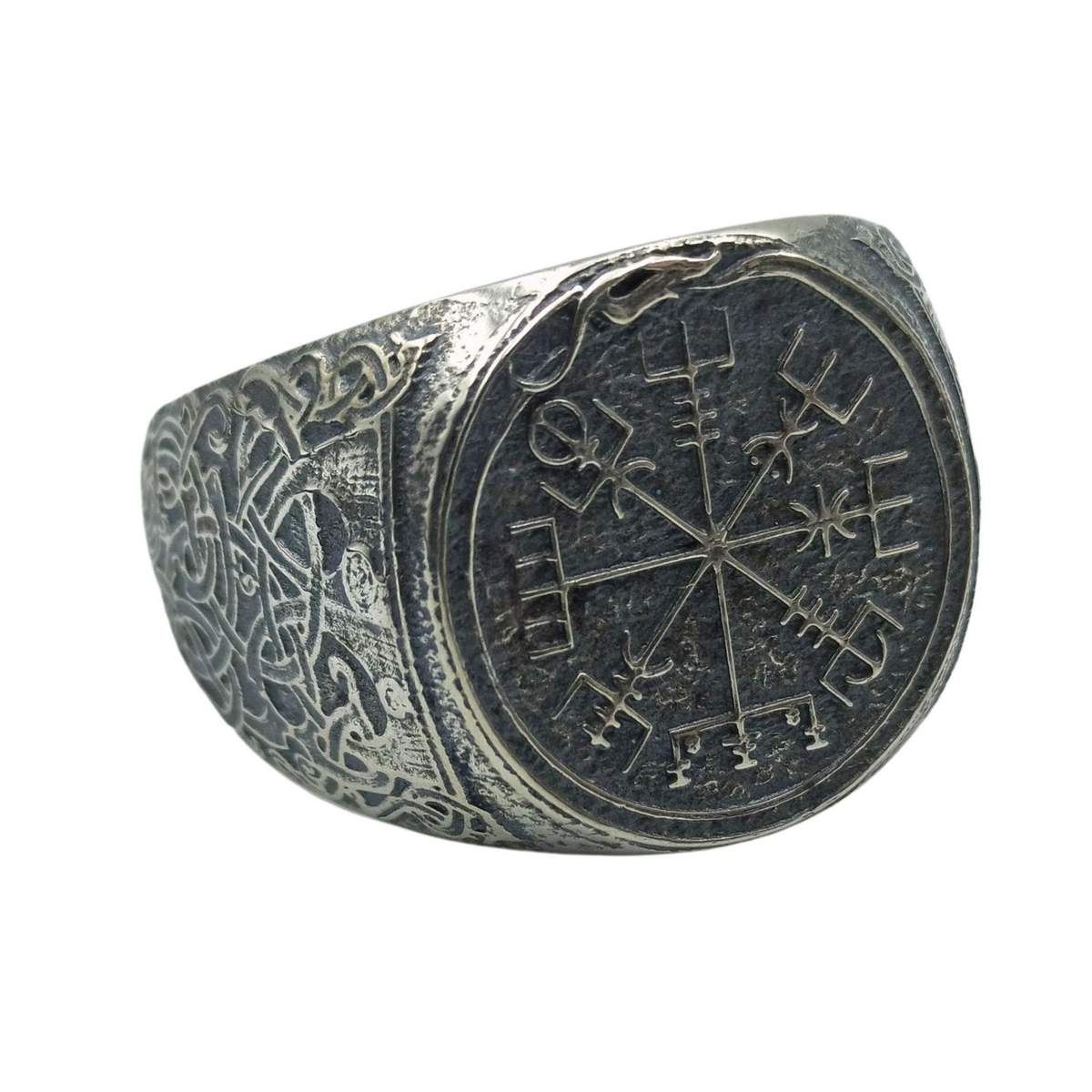 Viking compass signet ring