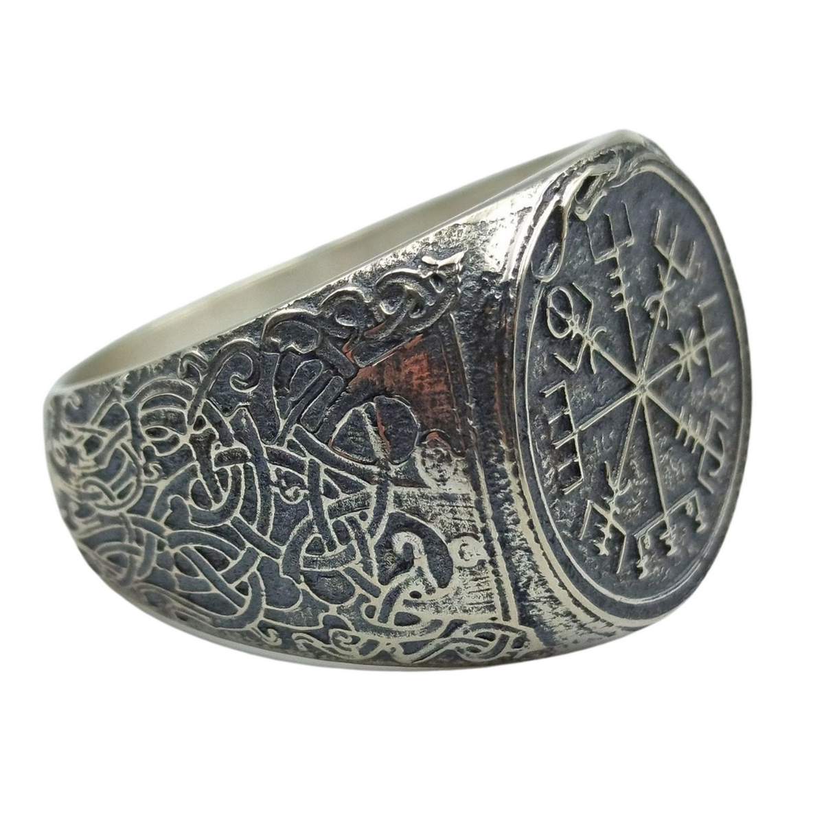 Viking compass signet ring