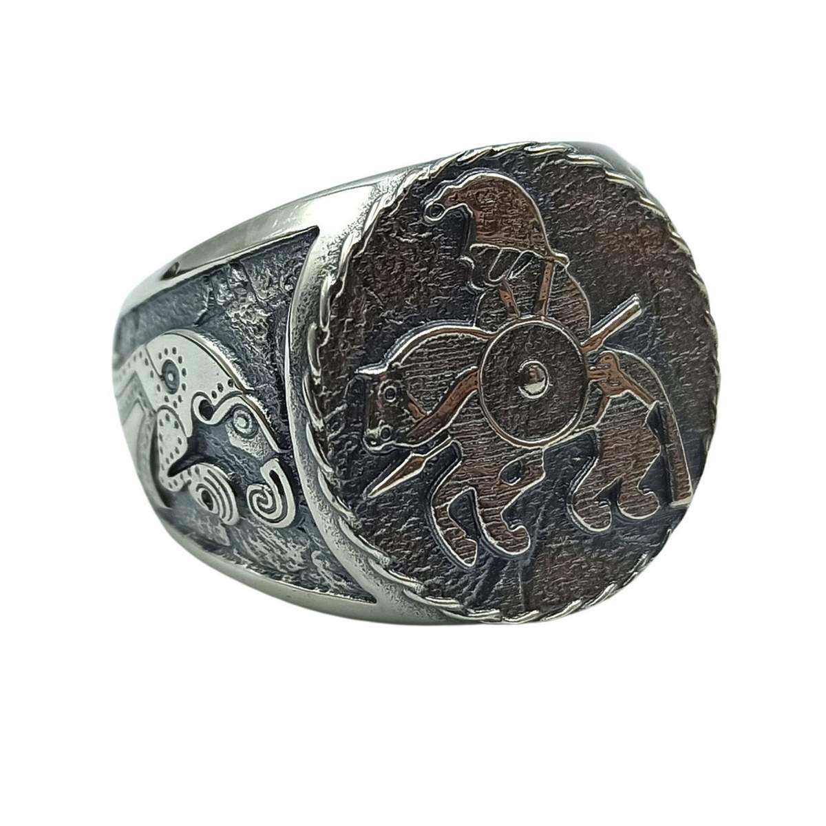 Horseman from Vendel plates signet ring