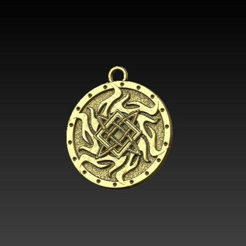 Svarog symbol pendant Gold plating