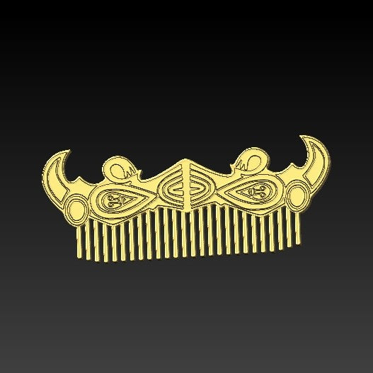 Viking raven beard comb Gold plating