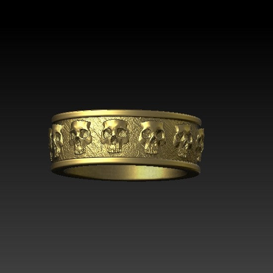 Skull band ring 6 US Gold plating