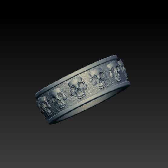Skull band ring 6 US Silver 925