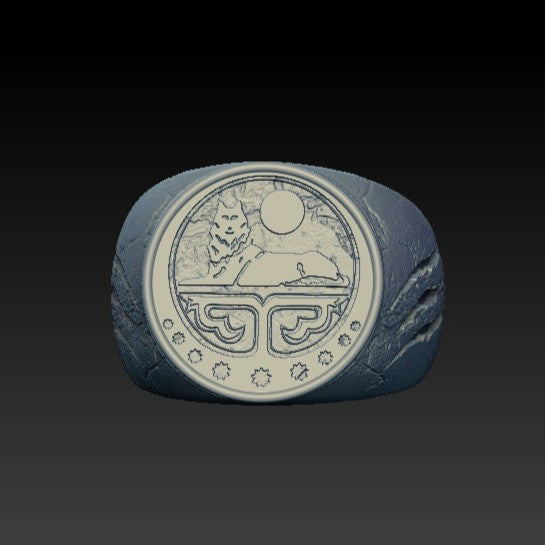 Ichkerian flag ring 6 US Silver 925