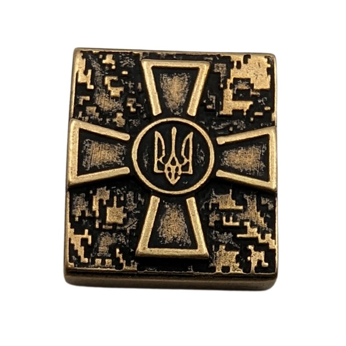 Ukrainian Armed Forces logo Molle clip Bronze with patina