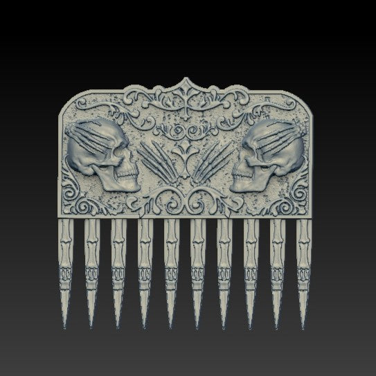 Skull beard comb Silver 925