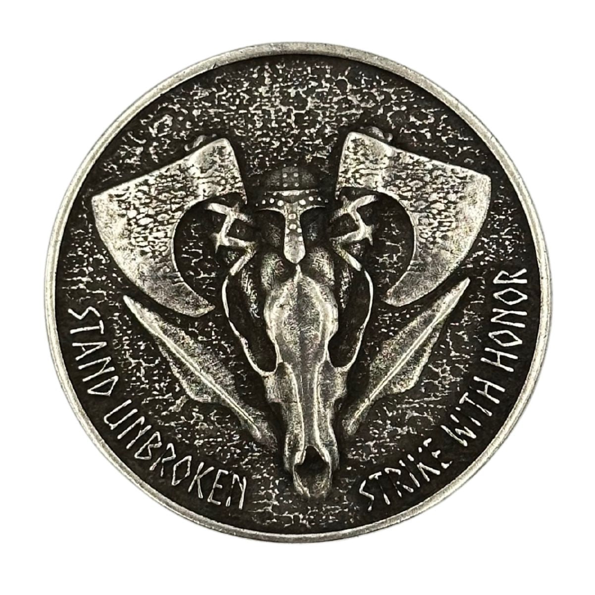 Wolf skull custom coin Silver plated bronze