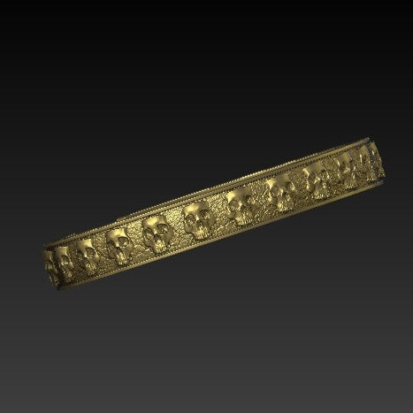 Heavy skull arm ring bracelet Gold plating