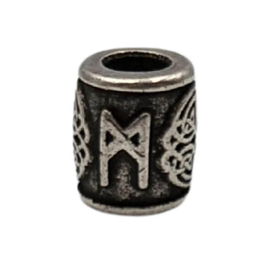Mannaz rune bead Silver plating