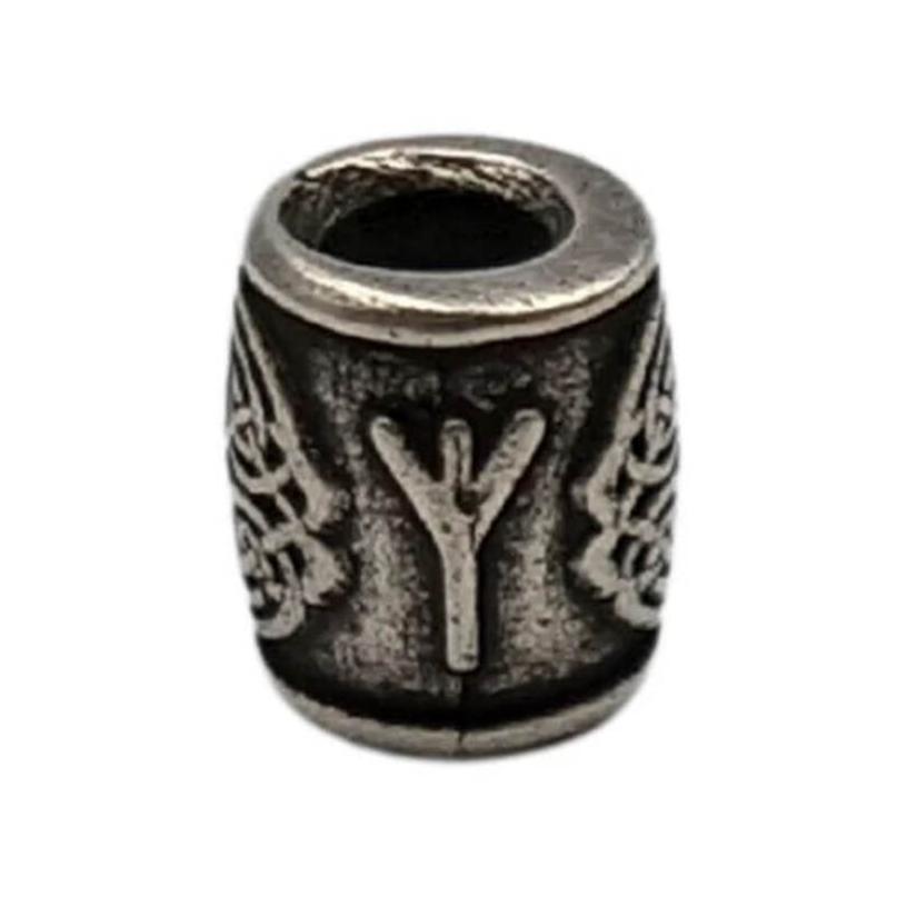 Algiz rune bead Silver plating
