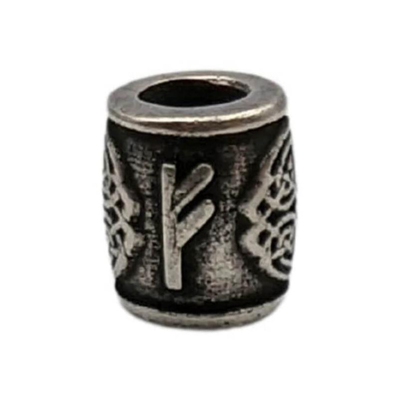 Fehu rune bead Silver plating