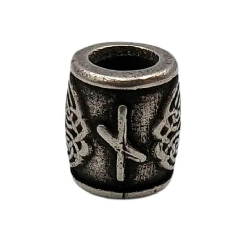 Nauthiz rune bead Silver plating
