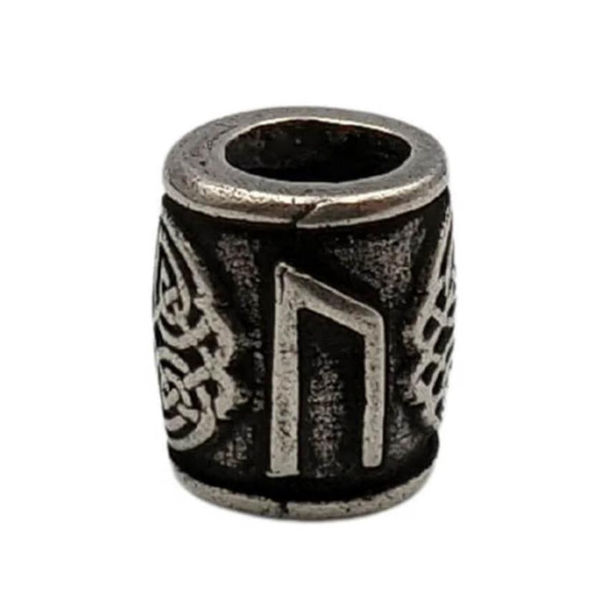 Uruz rune bead Silver plating